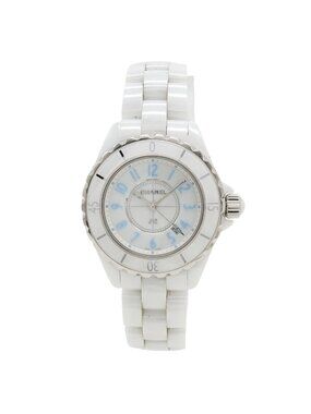Chanel Blue Light Limited to White Ceramic Dial Date Quartz Watch